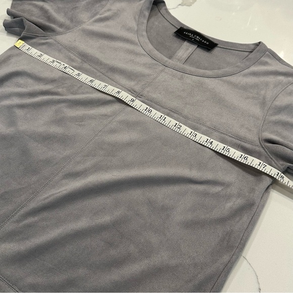 Akira Chicago Black Label Gray Faux Suede Boho Pullover Shift Dress Mini Size S - Picture 10 of 11